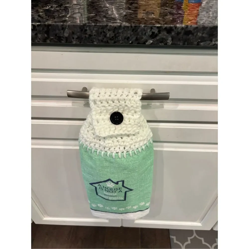 Crochet Top Kitchen Towel-A house is not a home without paw prints